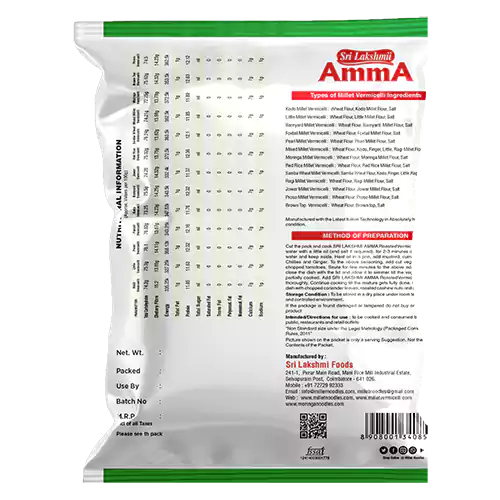 Millet Vermicelli Back Page